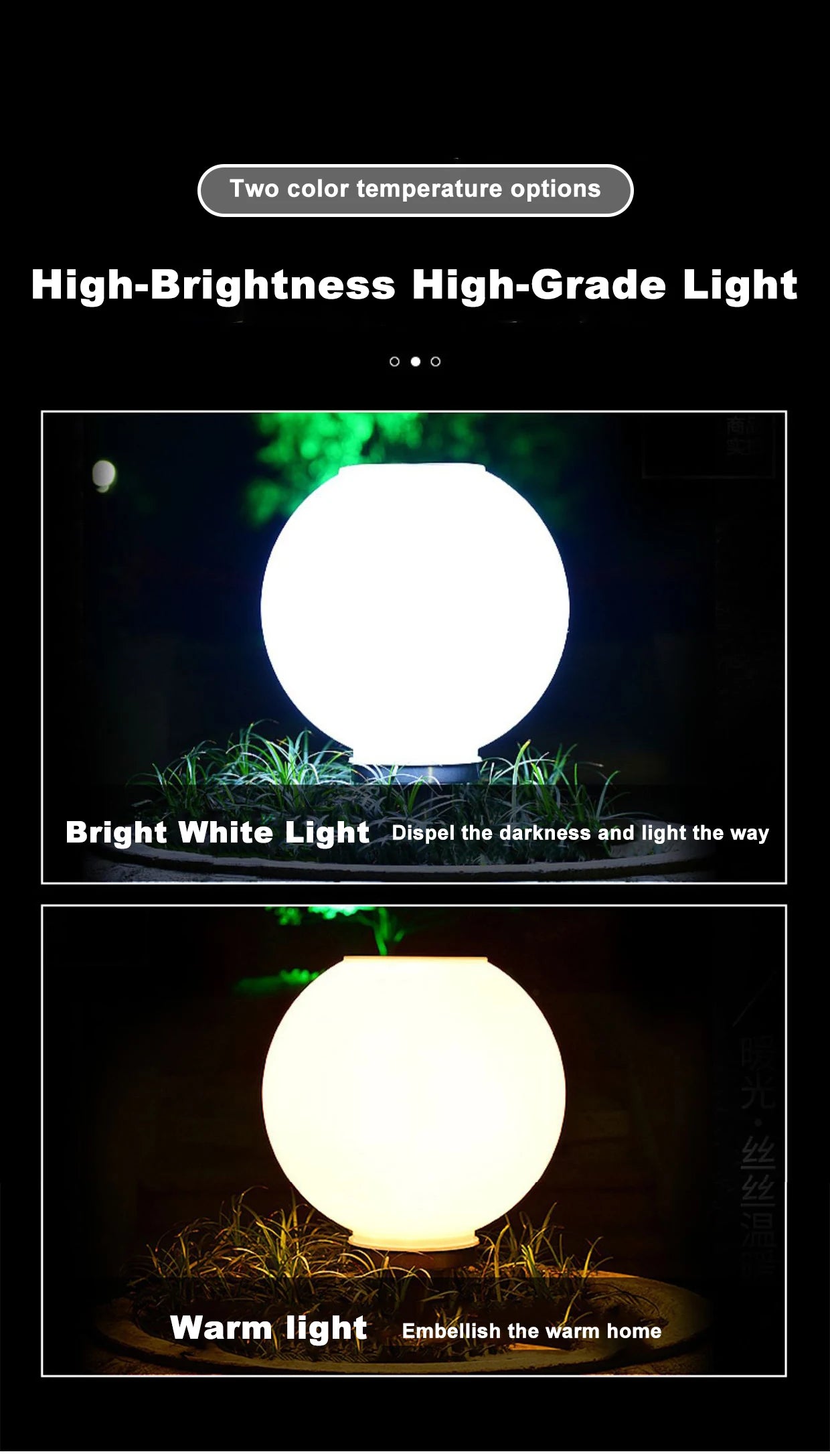 40CM LED Solar Column Head Light Courtyard Corner Light