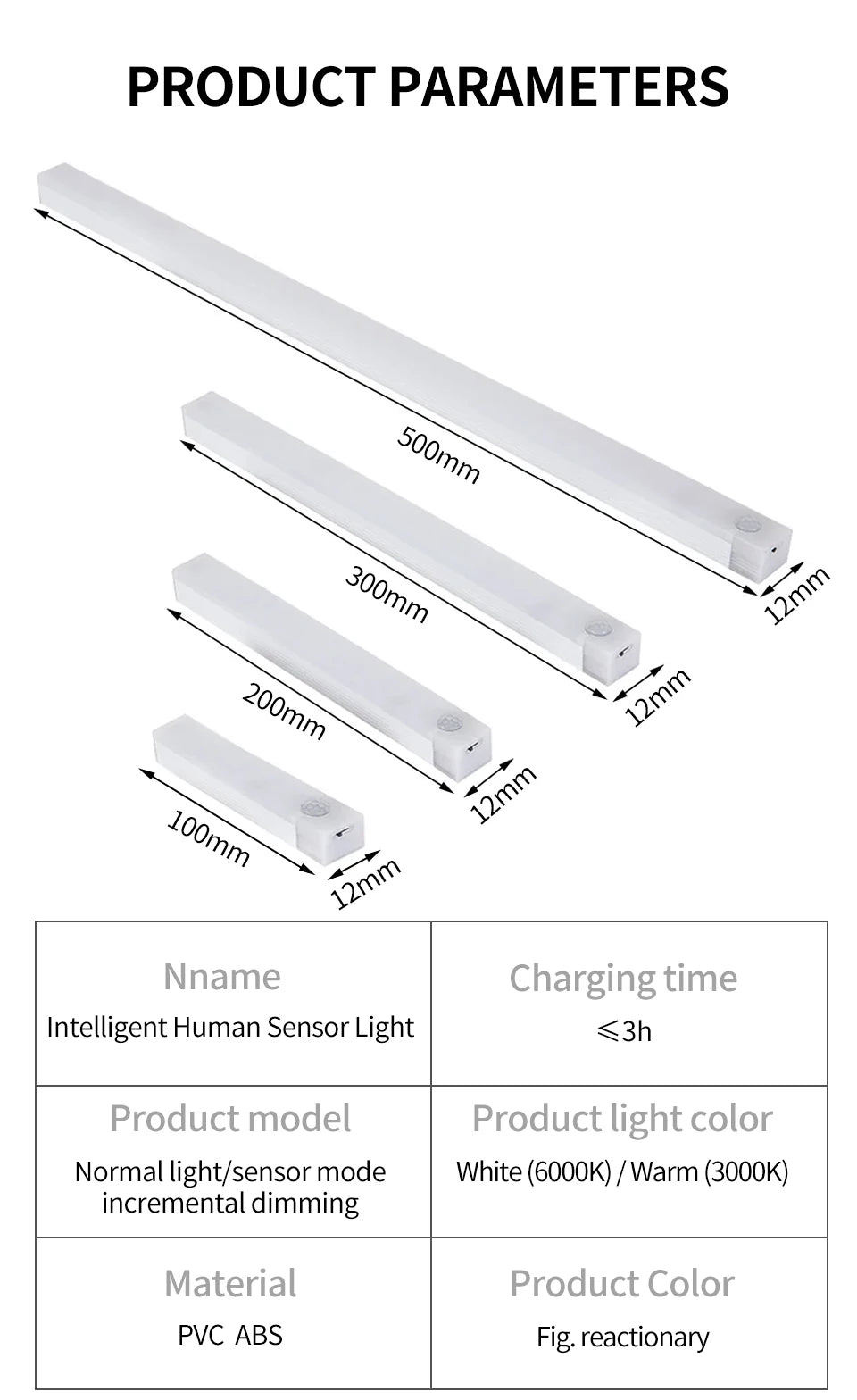 Motion Sensor LED Cabinet Light Rechargeable Induction Night Light