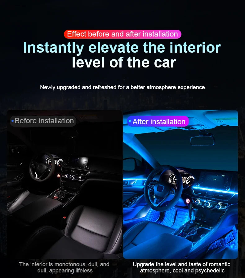 Led Car Ambient Lights App Control Optic Strip Acrylic Fiber
