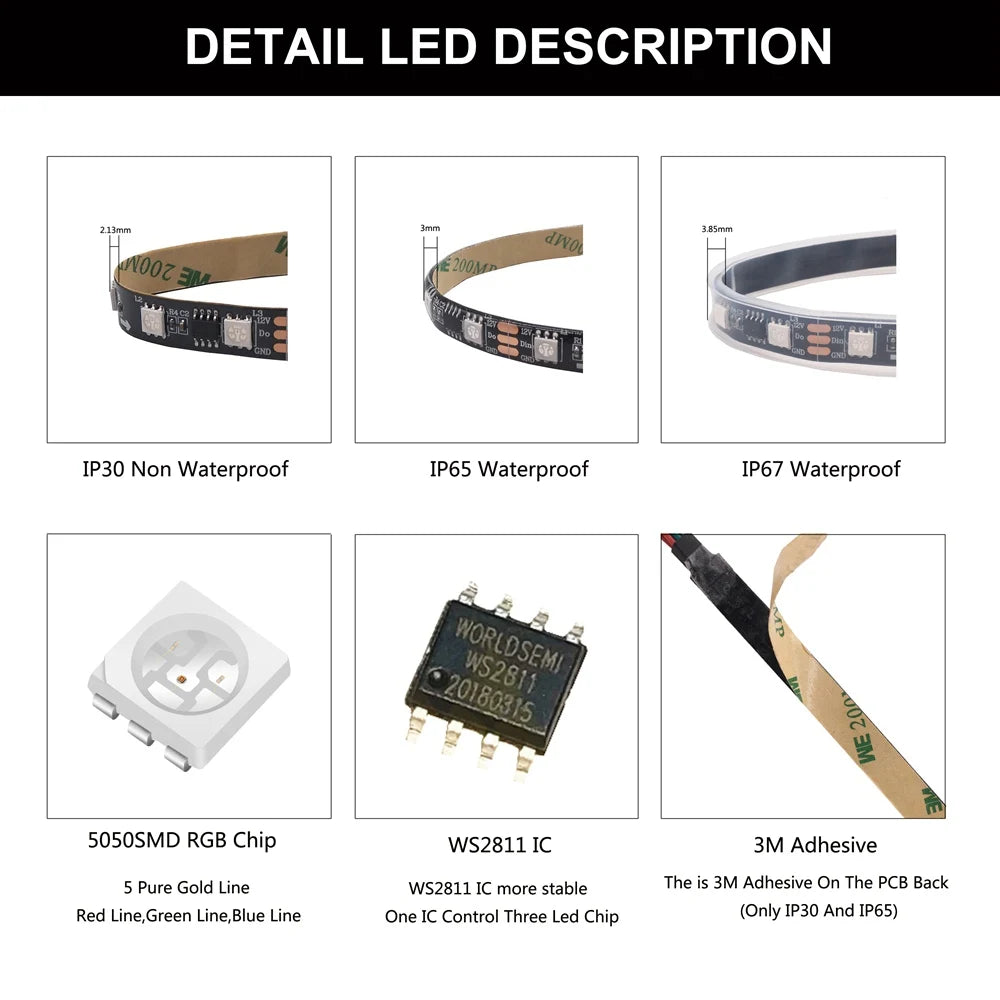WS2811 WS2812B WS2813 WS2815 5050RGB LED Strip Lights