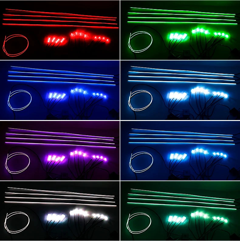 Led Car Ambient Lights App Control Optic Strip Acrylic Fiber