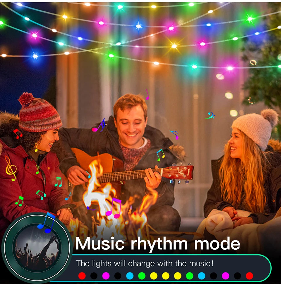 40M Led String RGB Light Smart Outdoor Festoon Party Leather Line