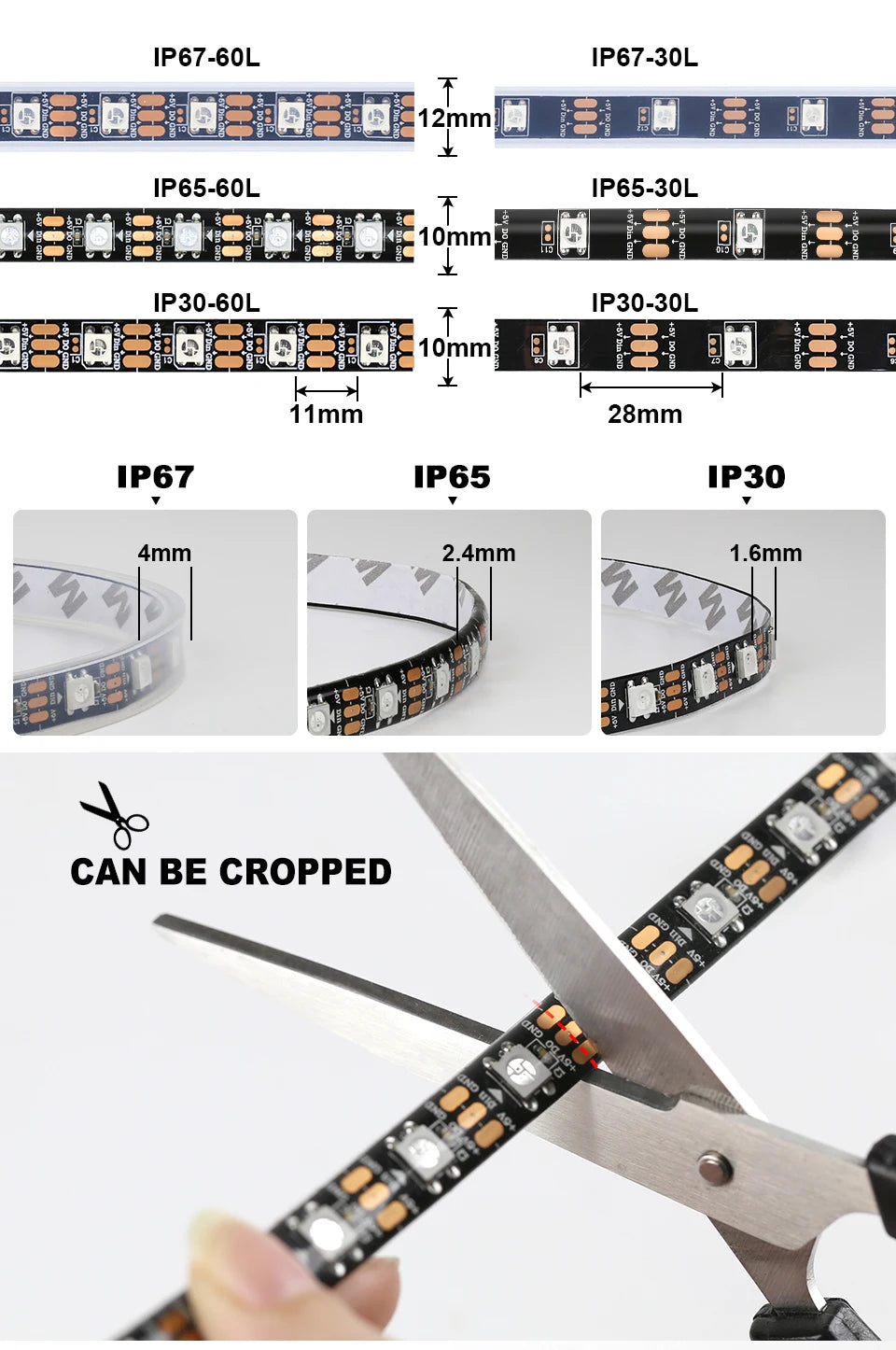 WS2812B Led Lights DC5V RGB Led Strip Light Individually Addressable