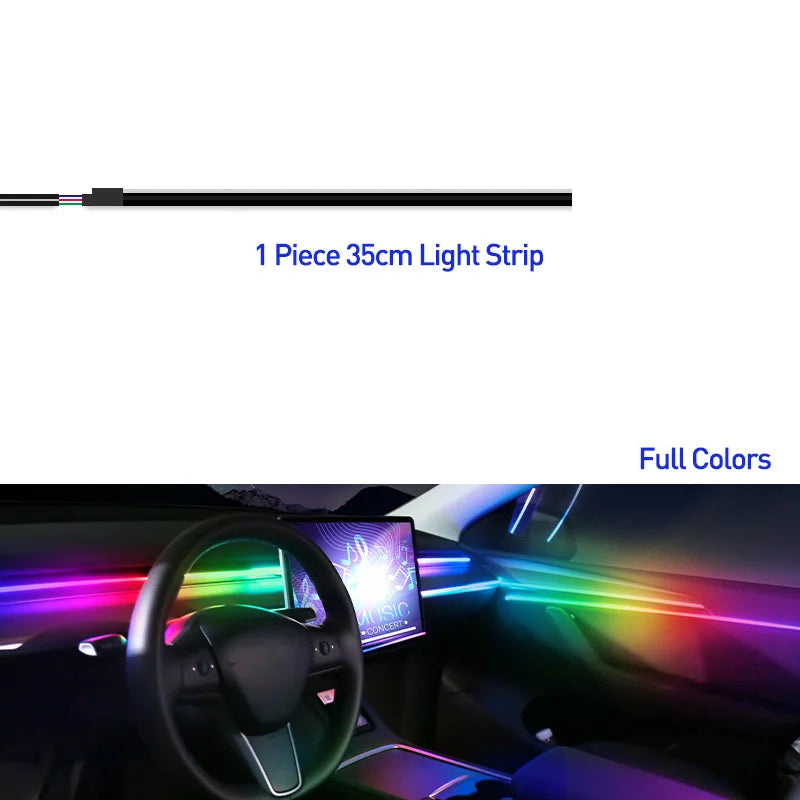 18 in 1 Car Ambient Light 64 Color Acrylic Strips App Control