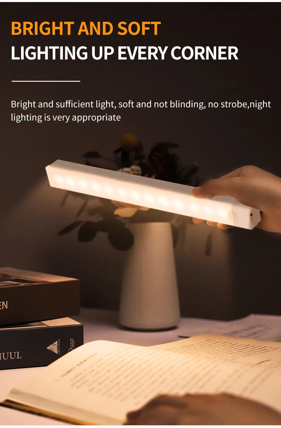 Motion Sensor LED Cabinet Light Rechargeable Induction Night Light