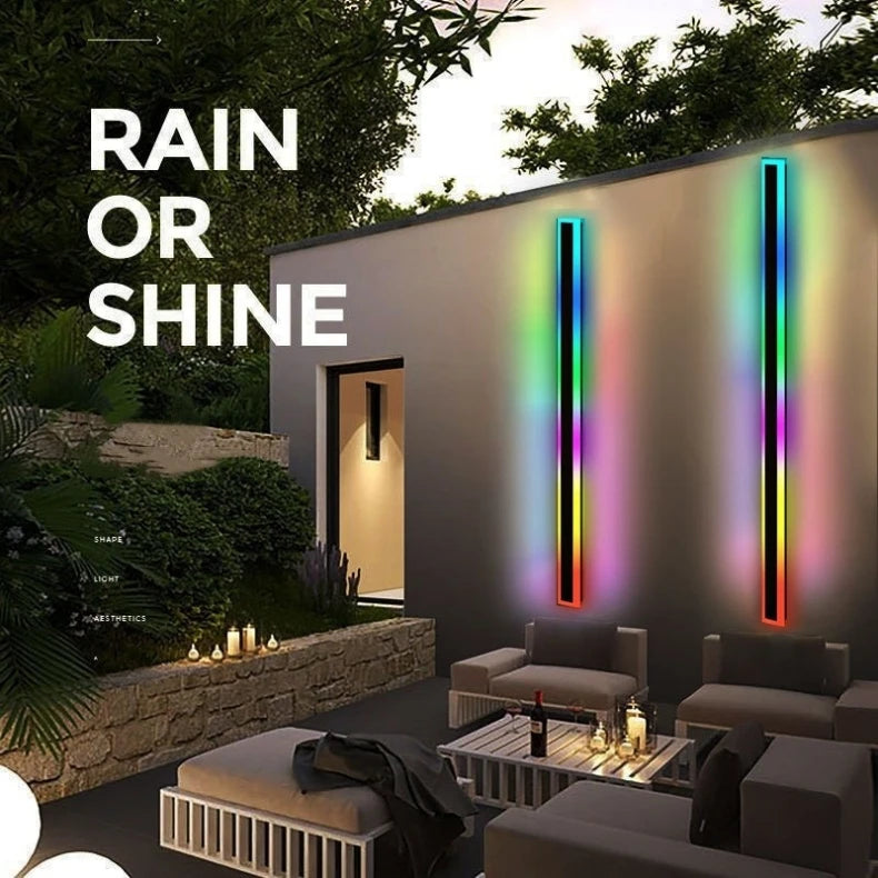 Outdoor Long Strip RGB LED Wall Lamp Remote/Tuya WiFi APP