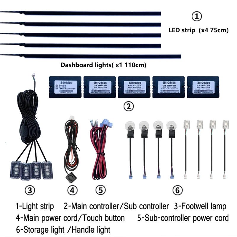 18 In 1 LED Car Ambient Lights Interior LED Acrylic Strip Light