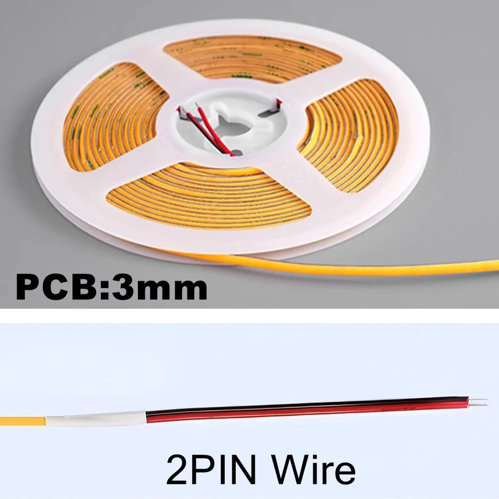 3MM Ultra Thin COB LED Strip 5V Colorful Dimmable High Density Flexible Light