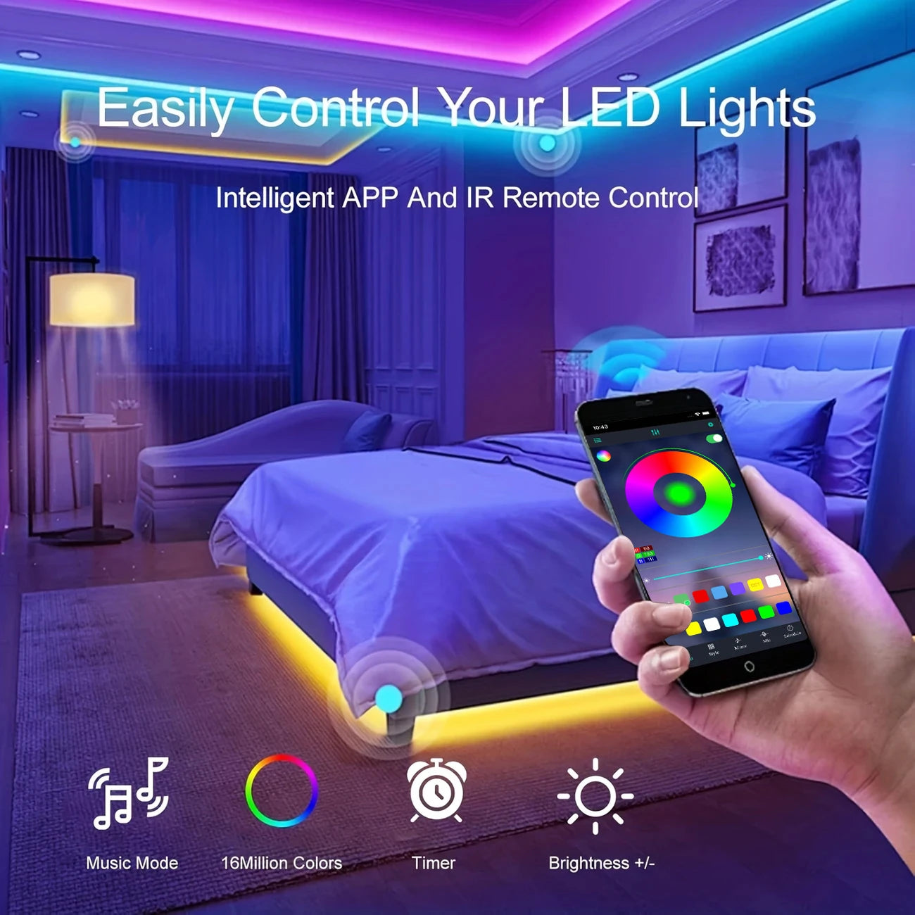 40M/131Ft LED Strip Lights APP Control Color Changing RGB Led Light