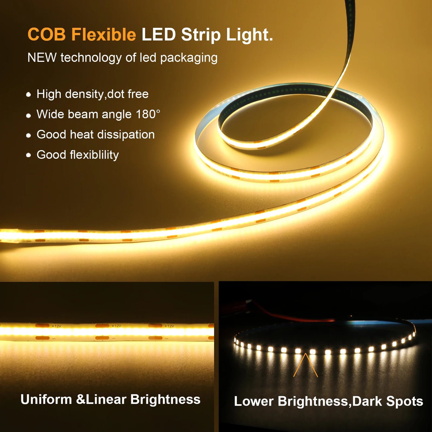 COB Strip Light 8MM 320Leds/M High Density Linear Lighting