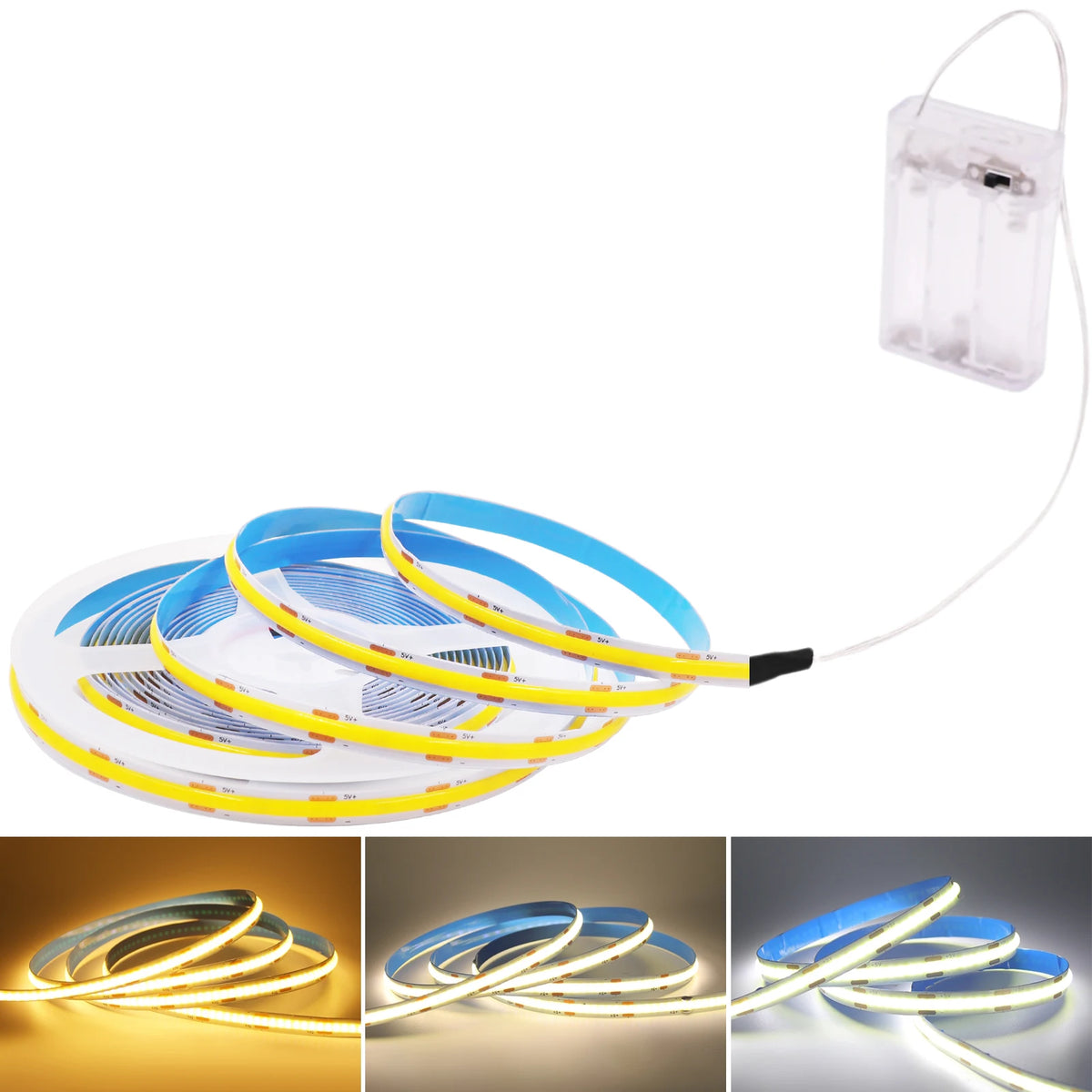 3AA Battery Power COB LED Strip Light 5V 320LEDs