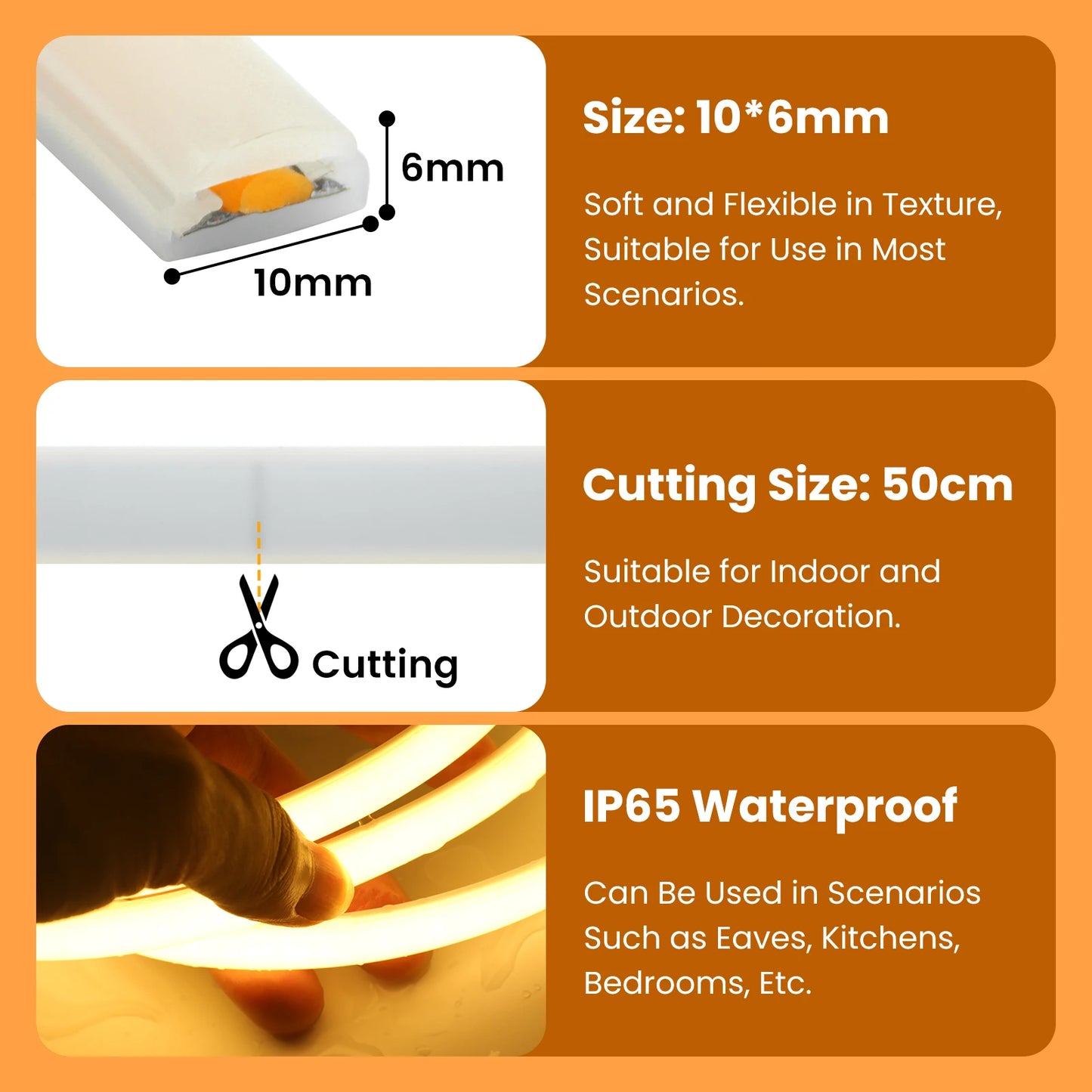 AC 220V Dimmable COB LED Neon Strip With Dimmer Lighting