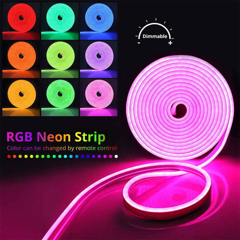 USB LED Neon Rope Lights, RGB Led Strip Lights with Remote