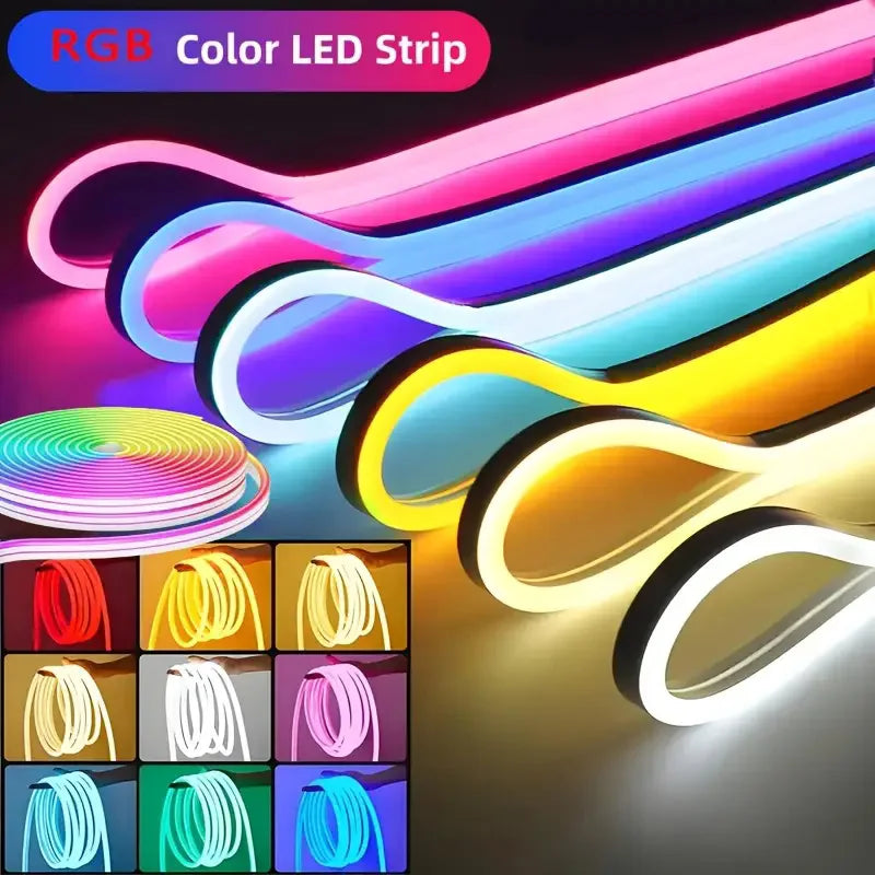 EU Plug DC24V 3535 RGB Neon LED Strip Bluetooth Music Sync