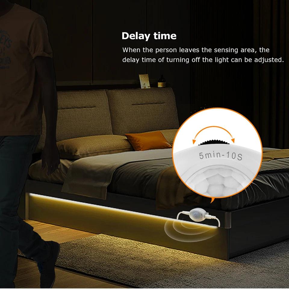 Wireless PIR Motion Sensor 5V USB LED Strip Light Flexible LED Tape