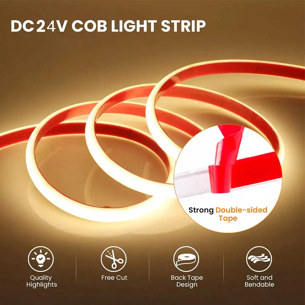 2400mAh COB Solar Neon Light Strips DC 24V Flexible Lights