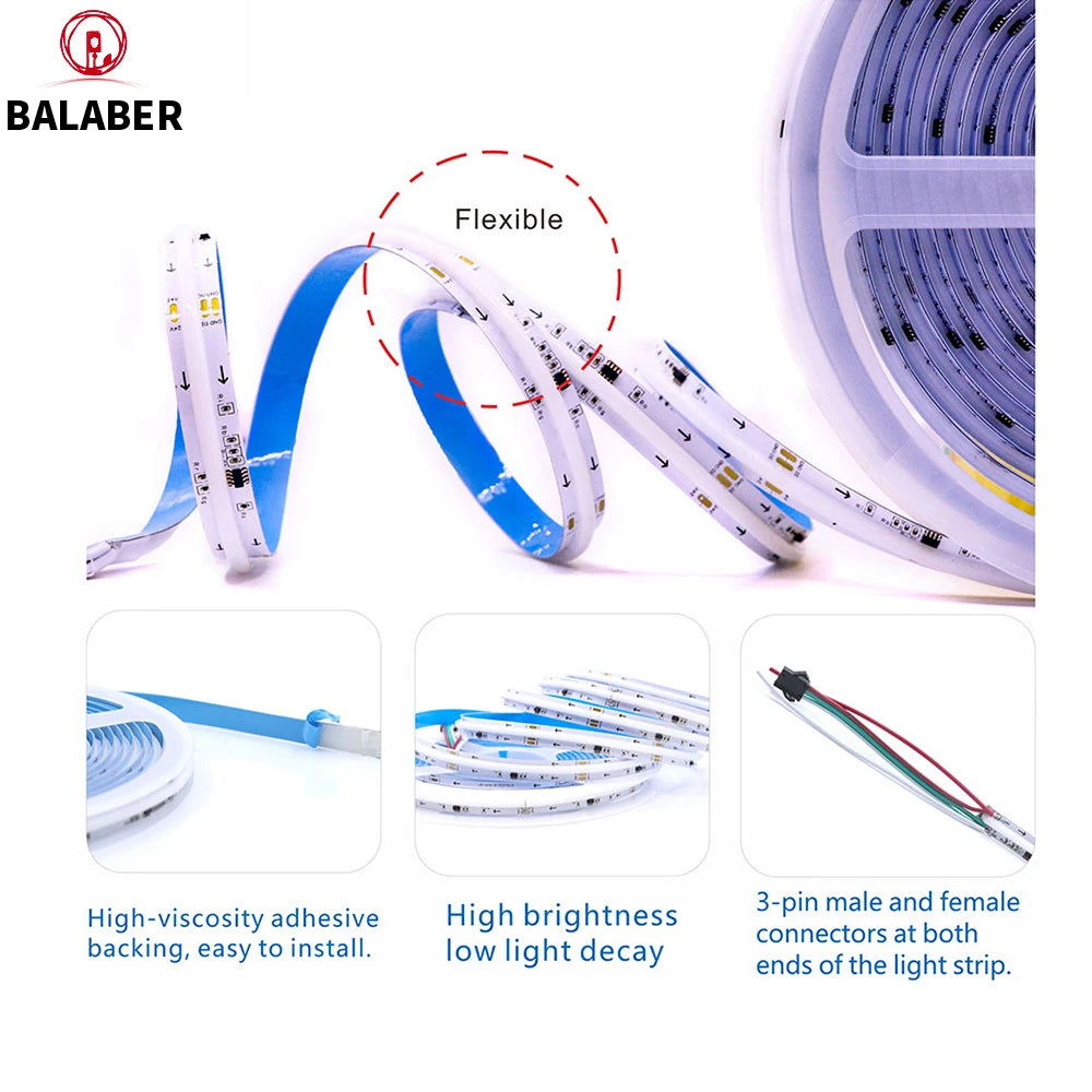 FOB COB Light Strip, SPI Addressable WS2811, Dreamy Colors