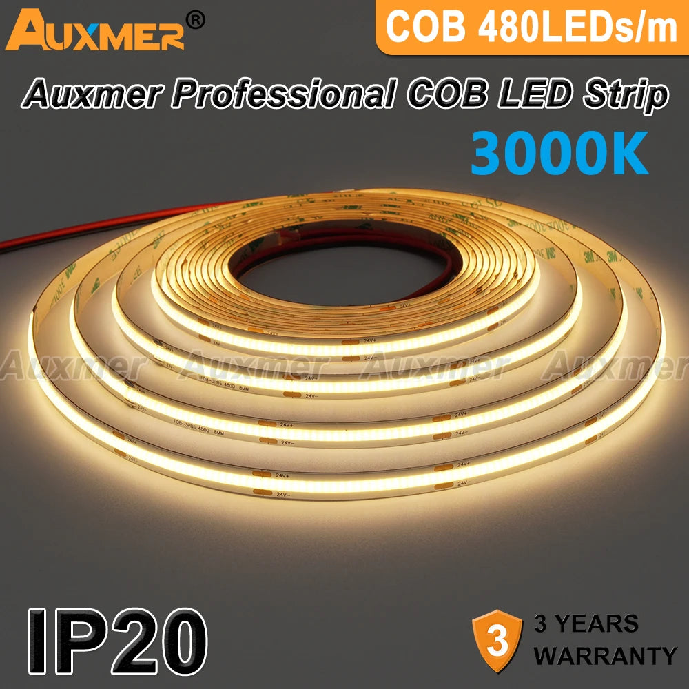 Professional COB 480LEDs/m LED Strip Light CRI90 High Density