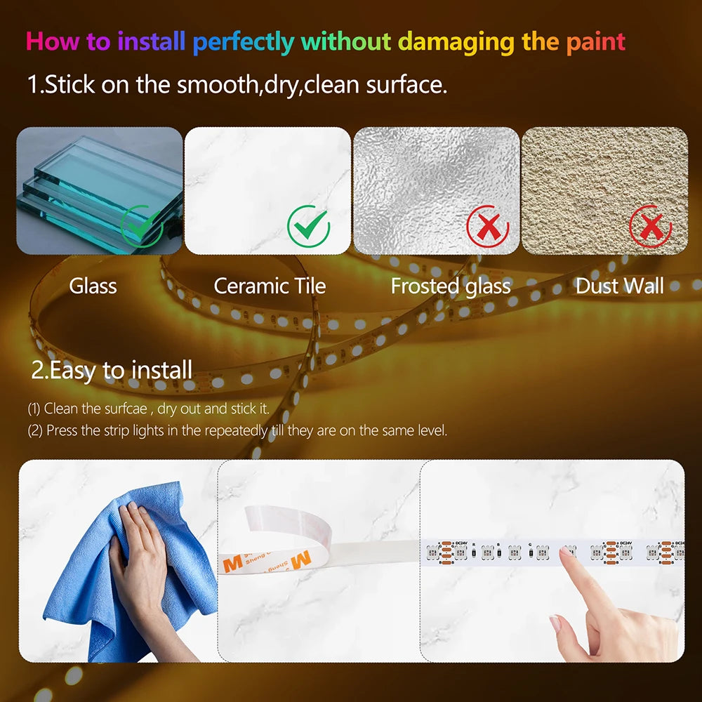 PCB RGB LED Strip Light 5m Flexible Adhesive Tape