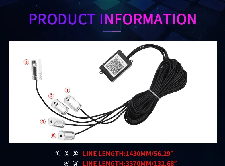 Car Ambient Decoration Lamp RGB Fiber Optic Neon Strip