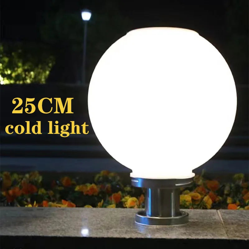 LED Round Ball Stainless Steel Solar Post Lamp Outdoor