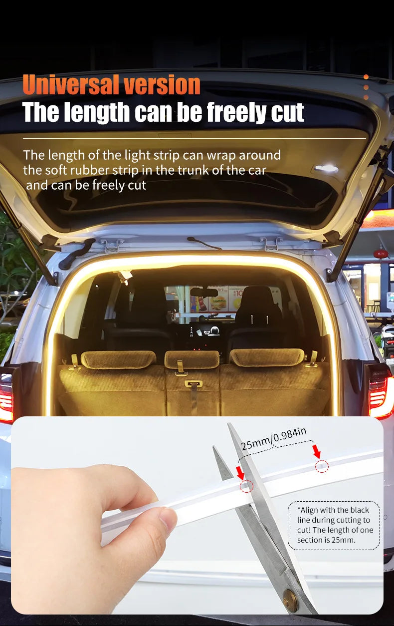 Car Trunk Dynamic Flowing Light Strip On/Off Scanning Trunks