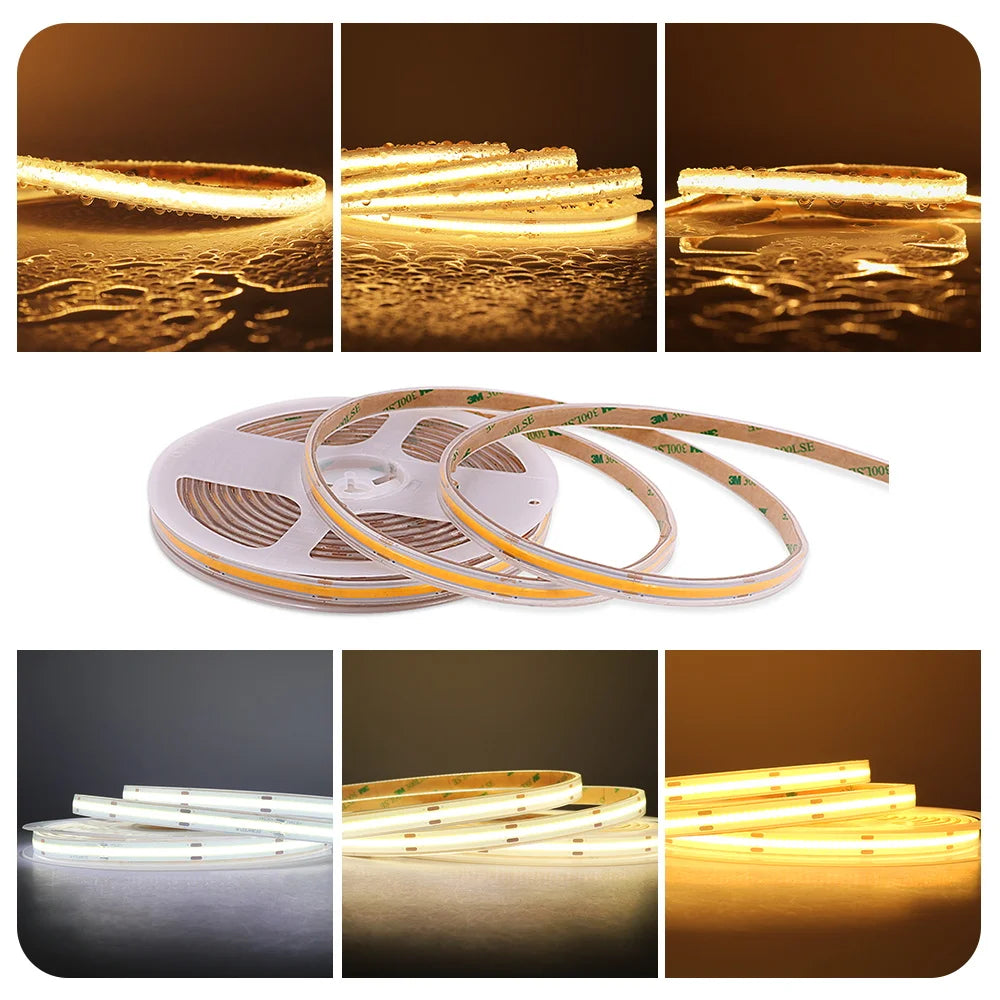 Waterproof LED COB Strip IP68 Flexible Light Bar LED Tape Lighting