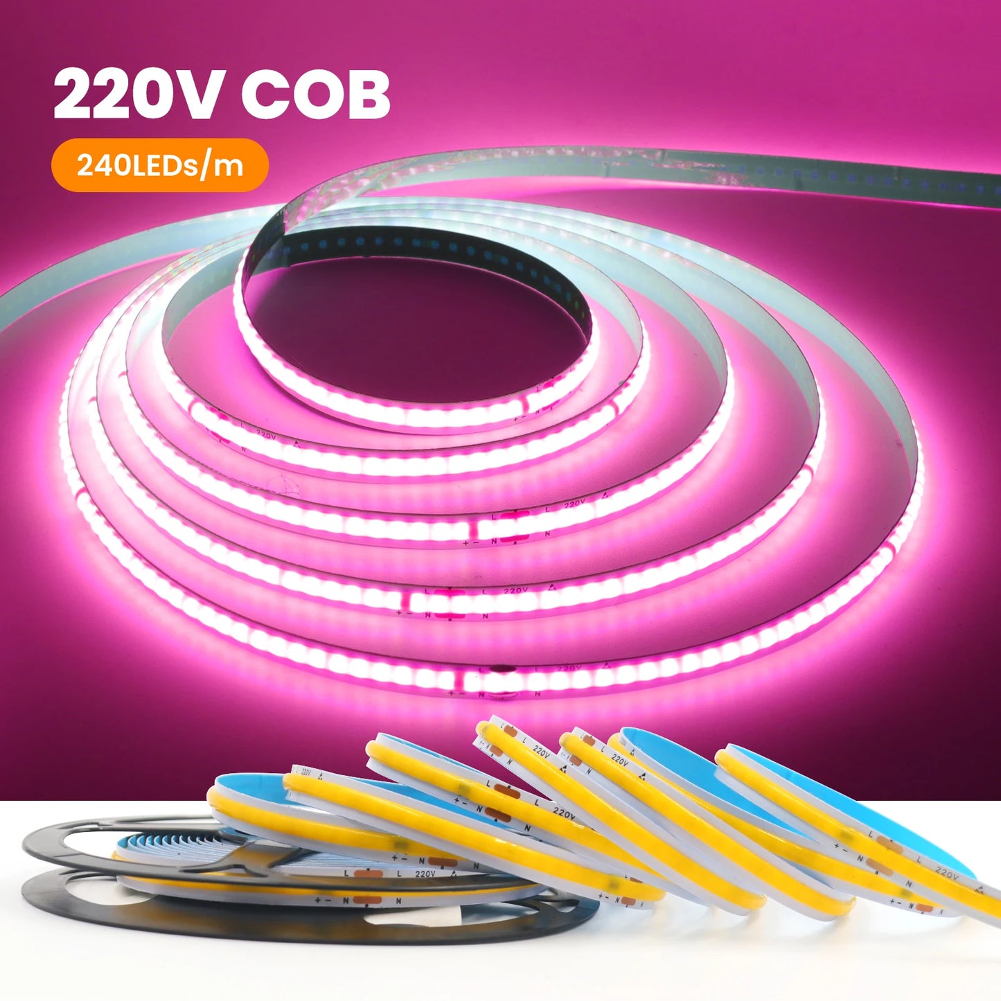 AC 220V COB Strip 240Leds/ Flexible Ribbon LED Light