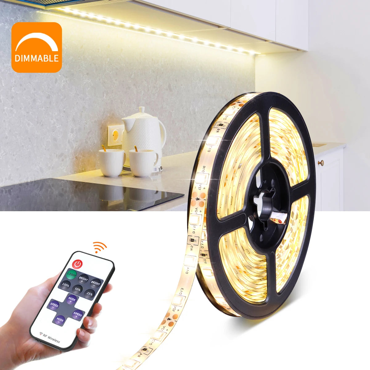 Dimmable LED Strip Lights With RF Remote Controller