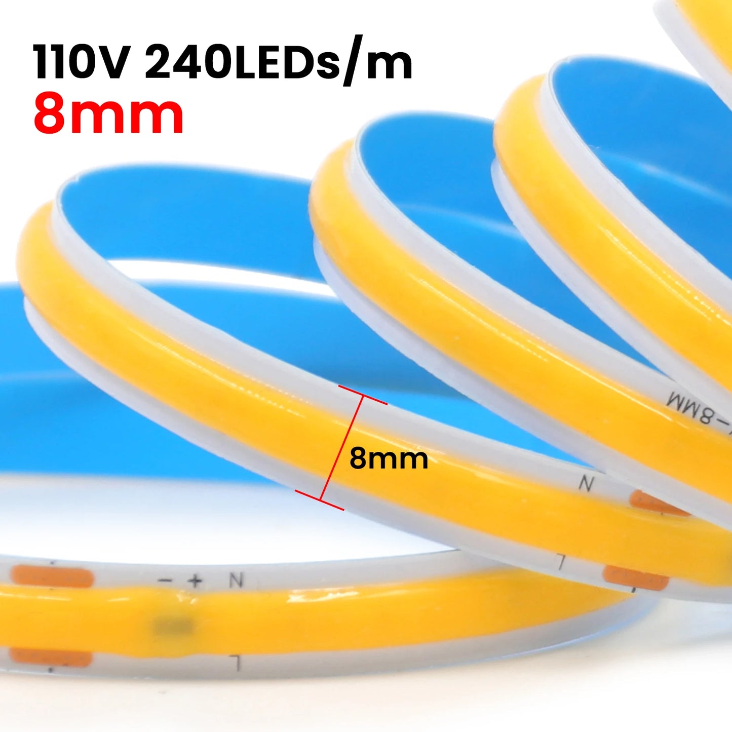 AC 110V 220V COB Strip PCB 8MM 240Leds For Home Decor