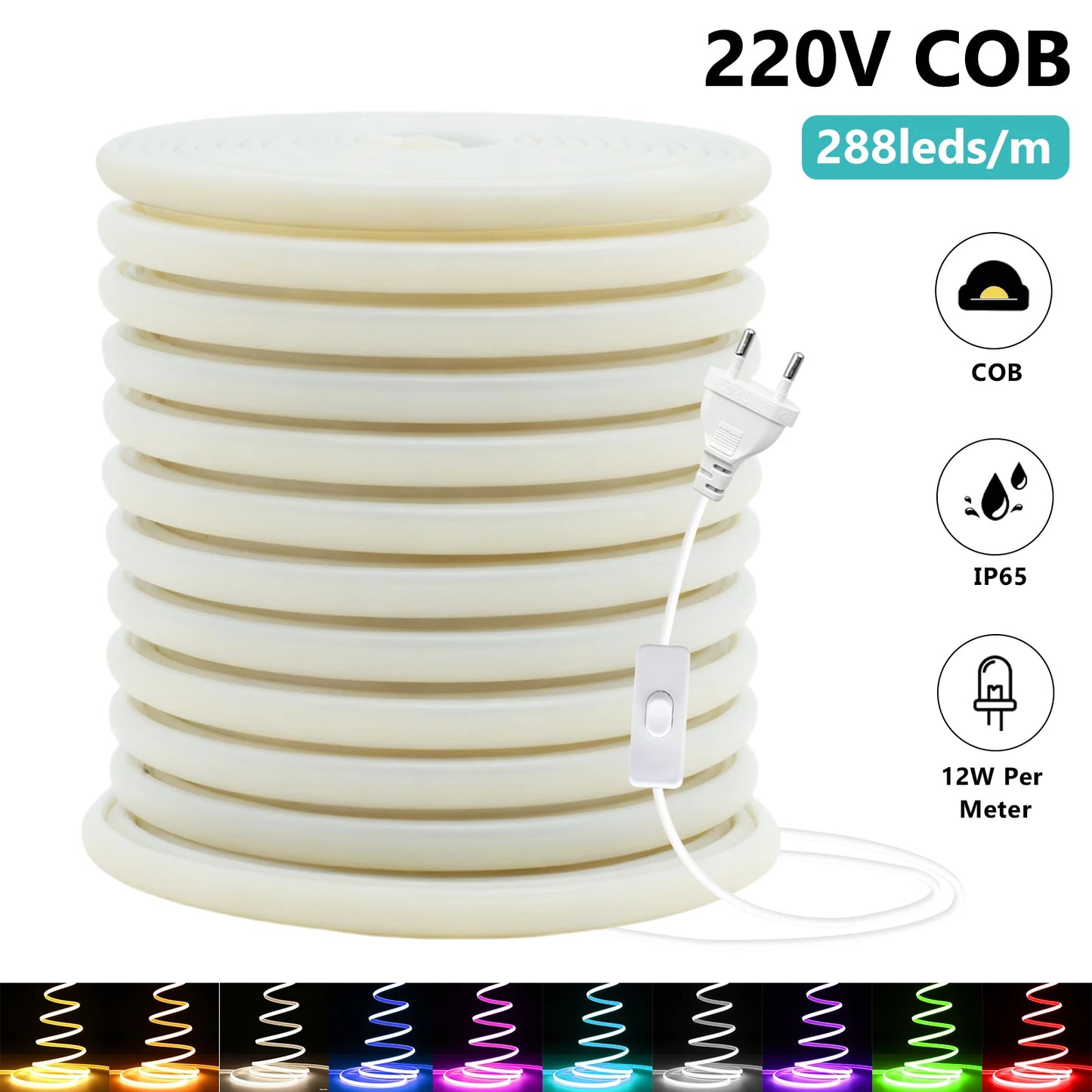 AC 220V COB LED Strip Flexible LED Tape Ribbon Rope