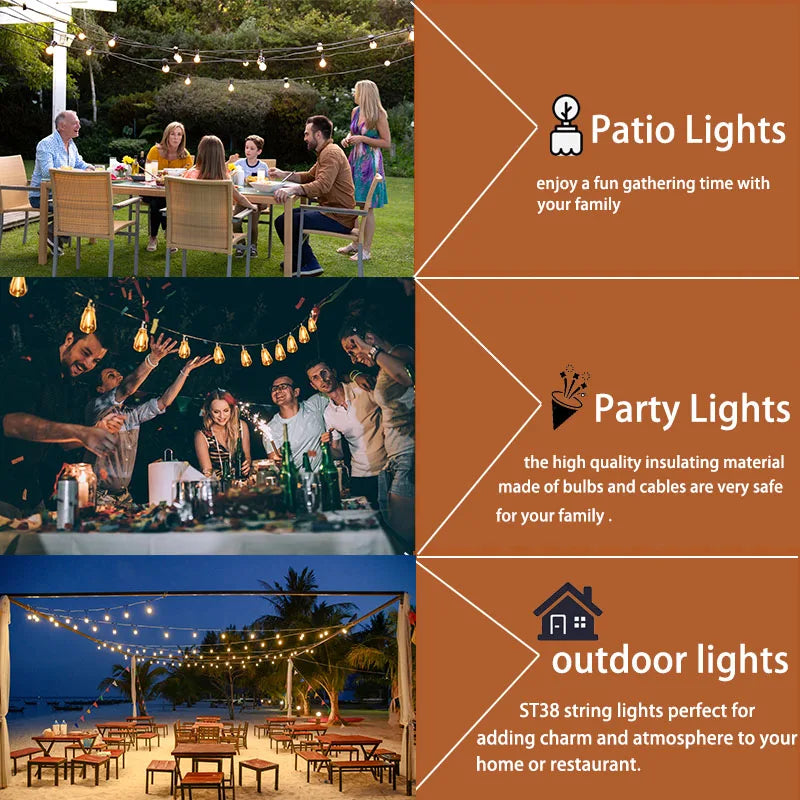 Outdoor LED Light Garland String Lighting Light Street Garland