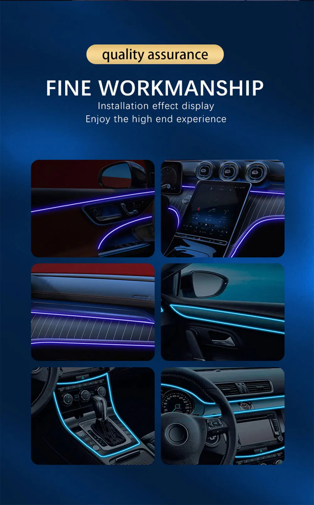 Car RGB LED Ambient Light Strip USB Fiber Optic Atmosphere