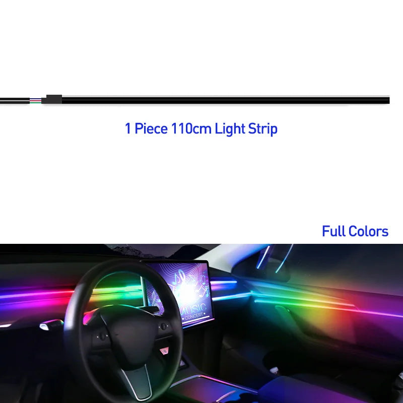18 in 1 Car Ambient Light 64 Color Acrylic Strips App Control