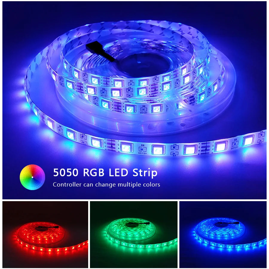 5M 12V LED Strip Light 3528 5050 SMD LED Tape RGB