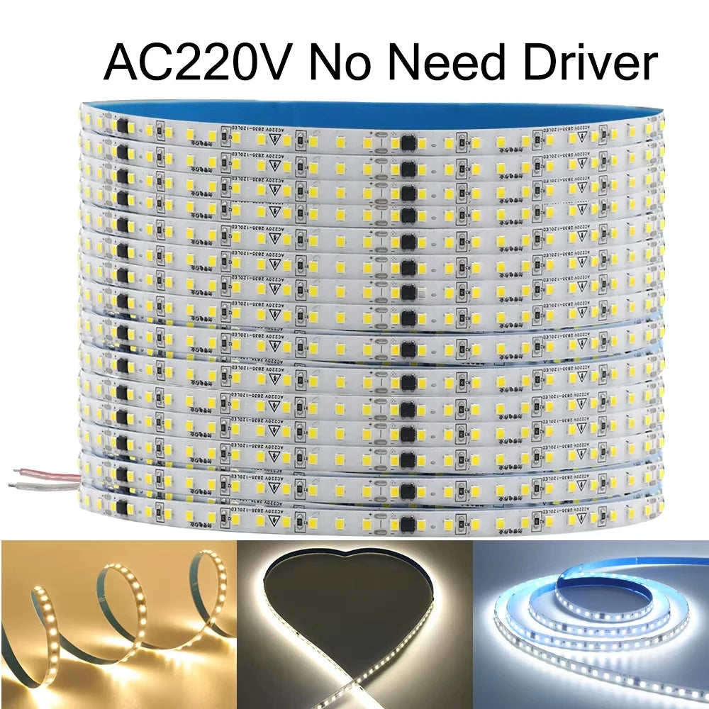 10m 20m 50m 220V 2835 LED Strip Light Flexible Led Tape Lights