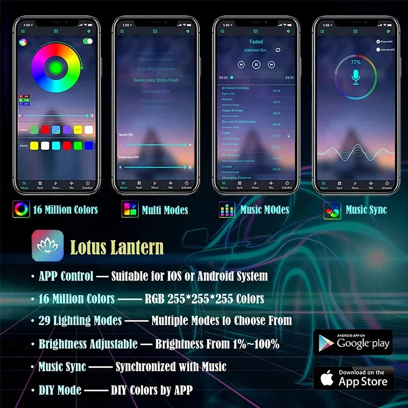 Flexible EL Wire Lights With App Control Ambient Atmosphere Strip Light