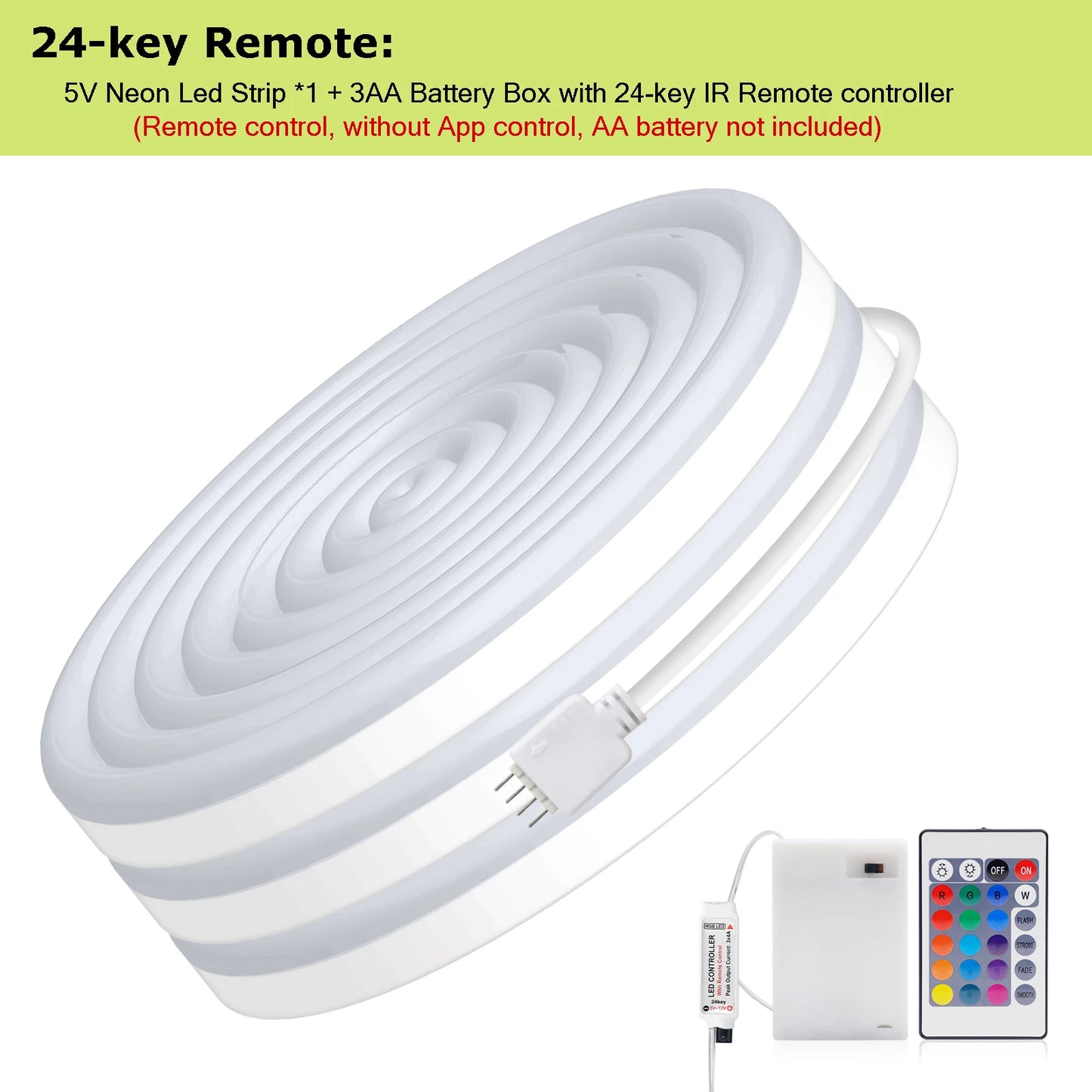 3AA Battery Powered 5V RGB Color-changing LED Neon Strip Light