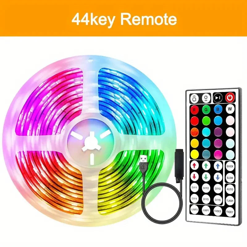 USB 5050 RGB LED Strip With Remote Control, 44 Lighting