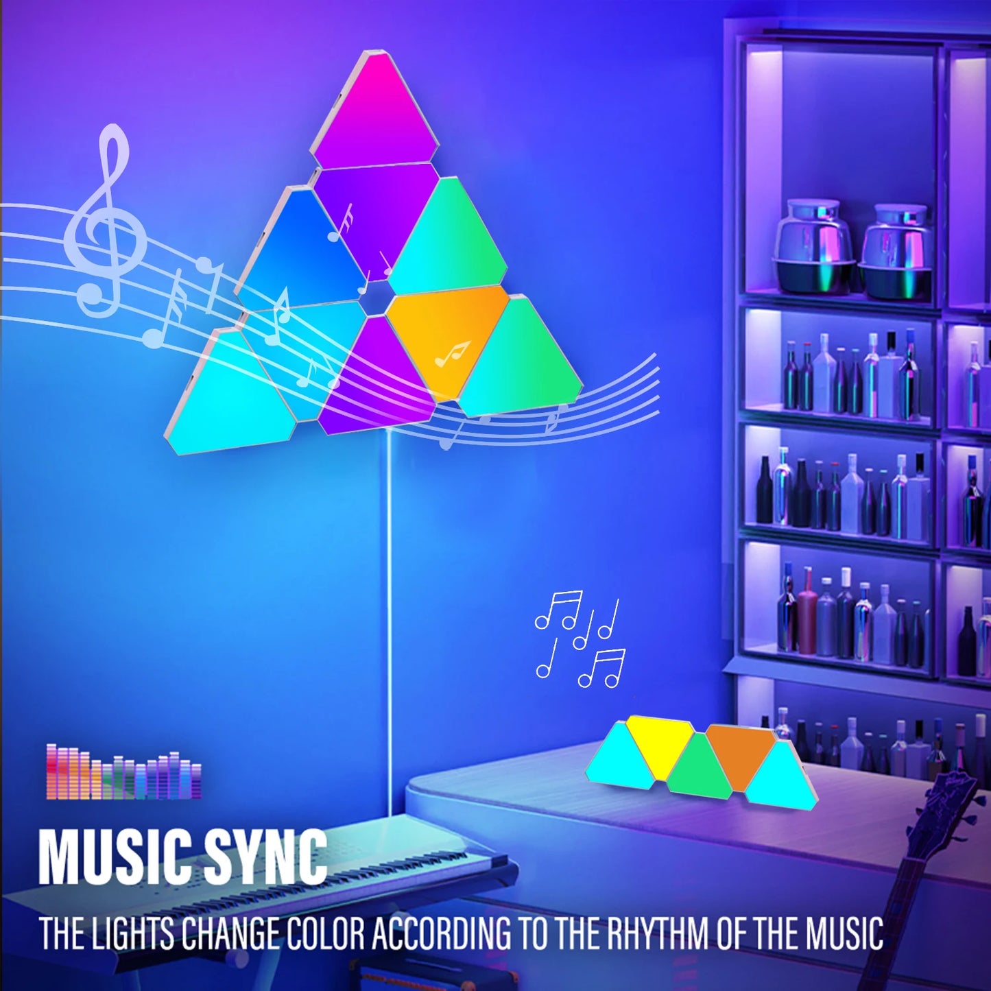 LED smart WIFI triangle wall light RGB indoor atmosphere light APP