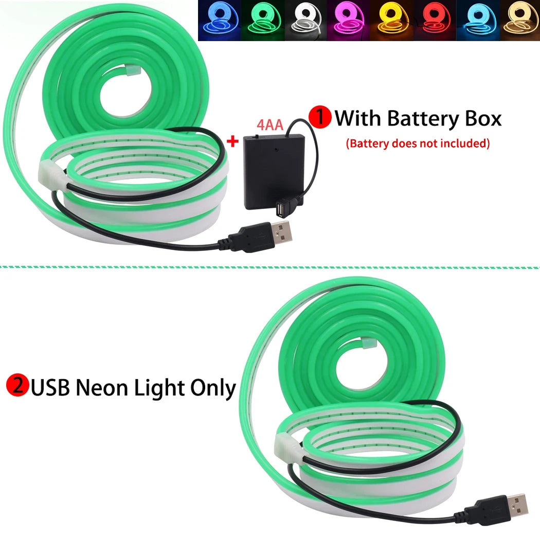 USB Neon LED Strip Light 5V 120LEDs Flexible Neon Rope Tape