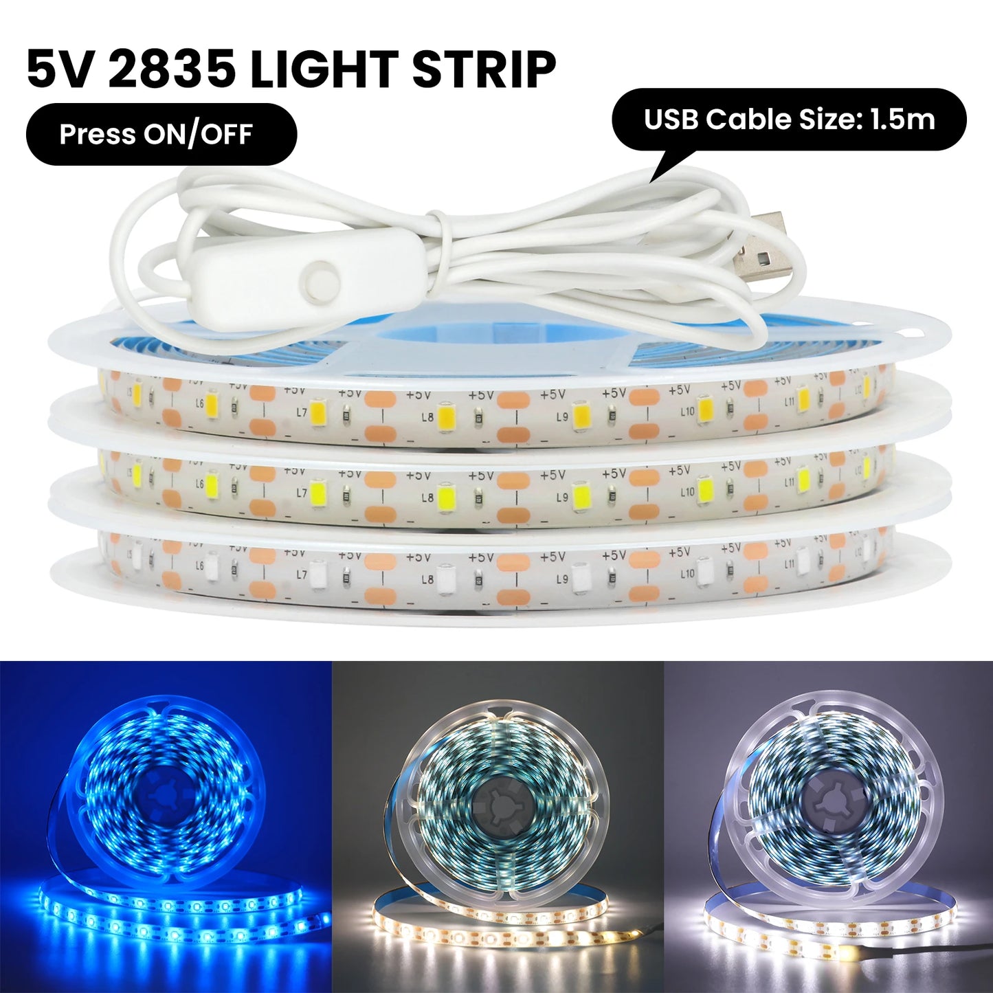 5V USB LED Strip Light with Dimmer Switch LED Tape