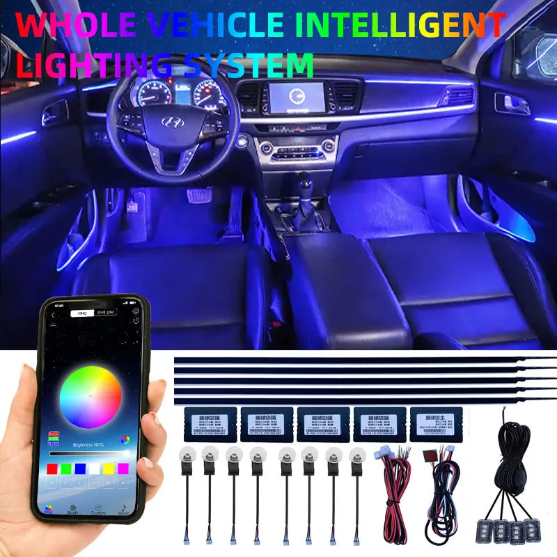 18 In 1 LED Car Ambient Lights Interior LED Acrylic Strip Light