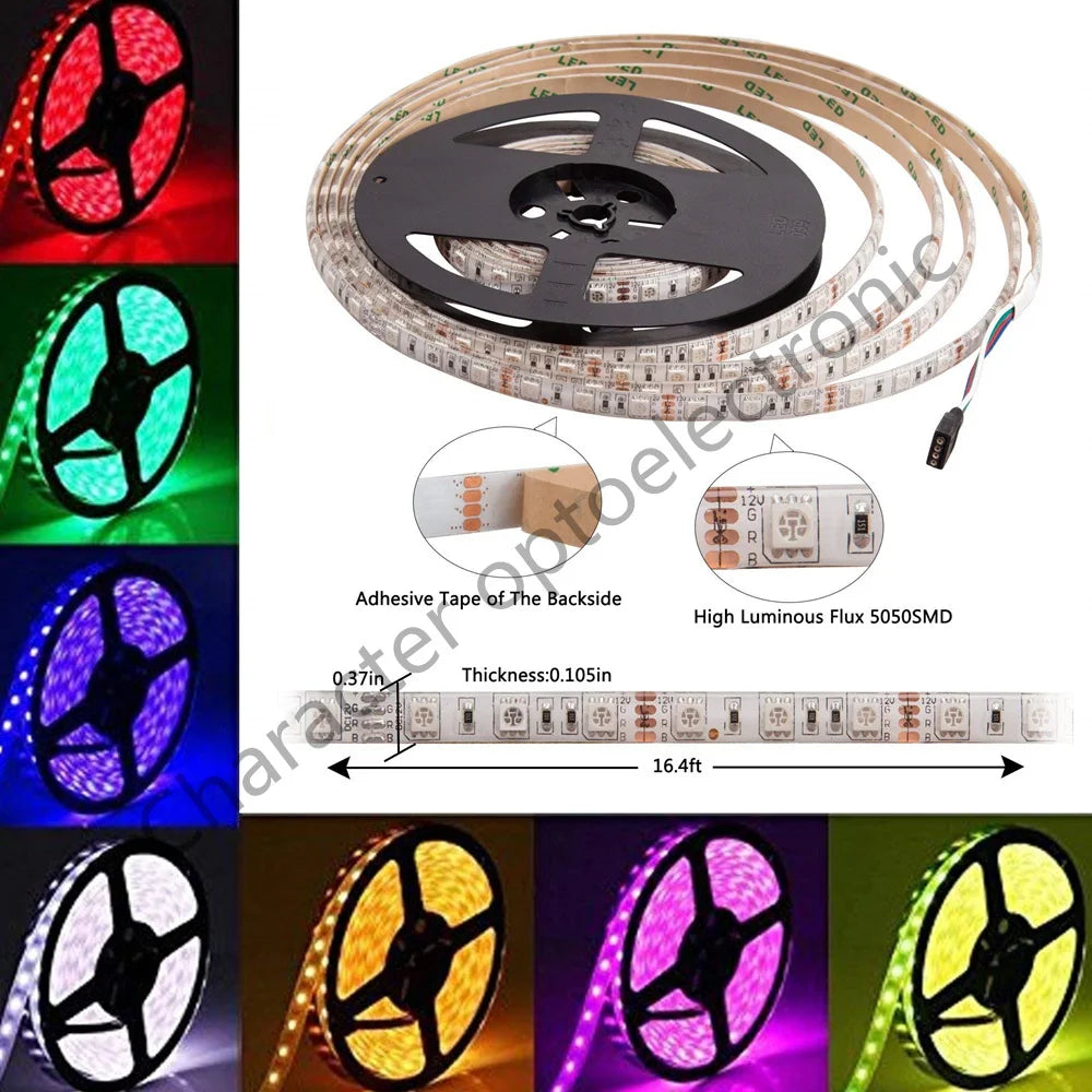 LED Strip 5050 DC 12V 24V RGB Warm White 5 Meter Flexible Light Stripe