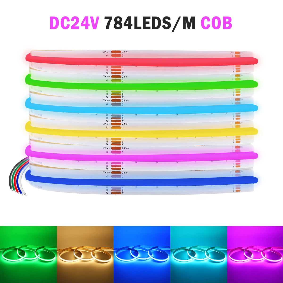 DC 12V 24V COB LED Strip RGBCCT High Bright Led Tape Diode