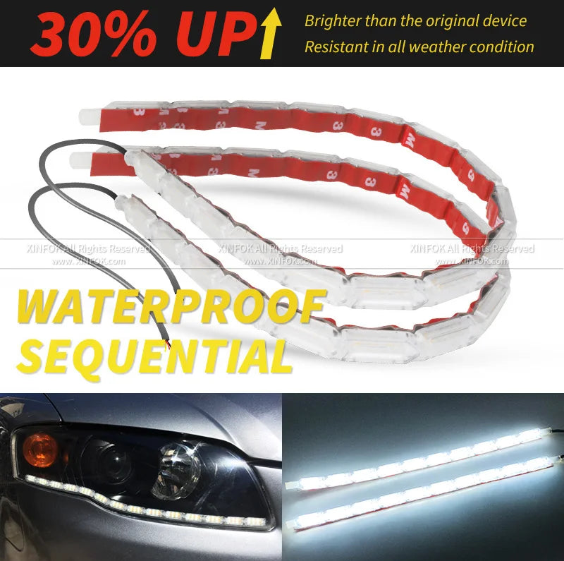 Bright Flexible DRL LED Strip Daylight Turn Signal Headlight