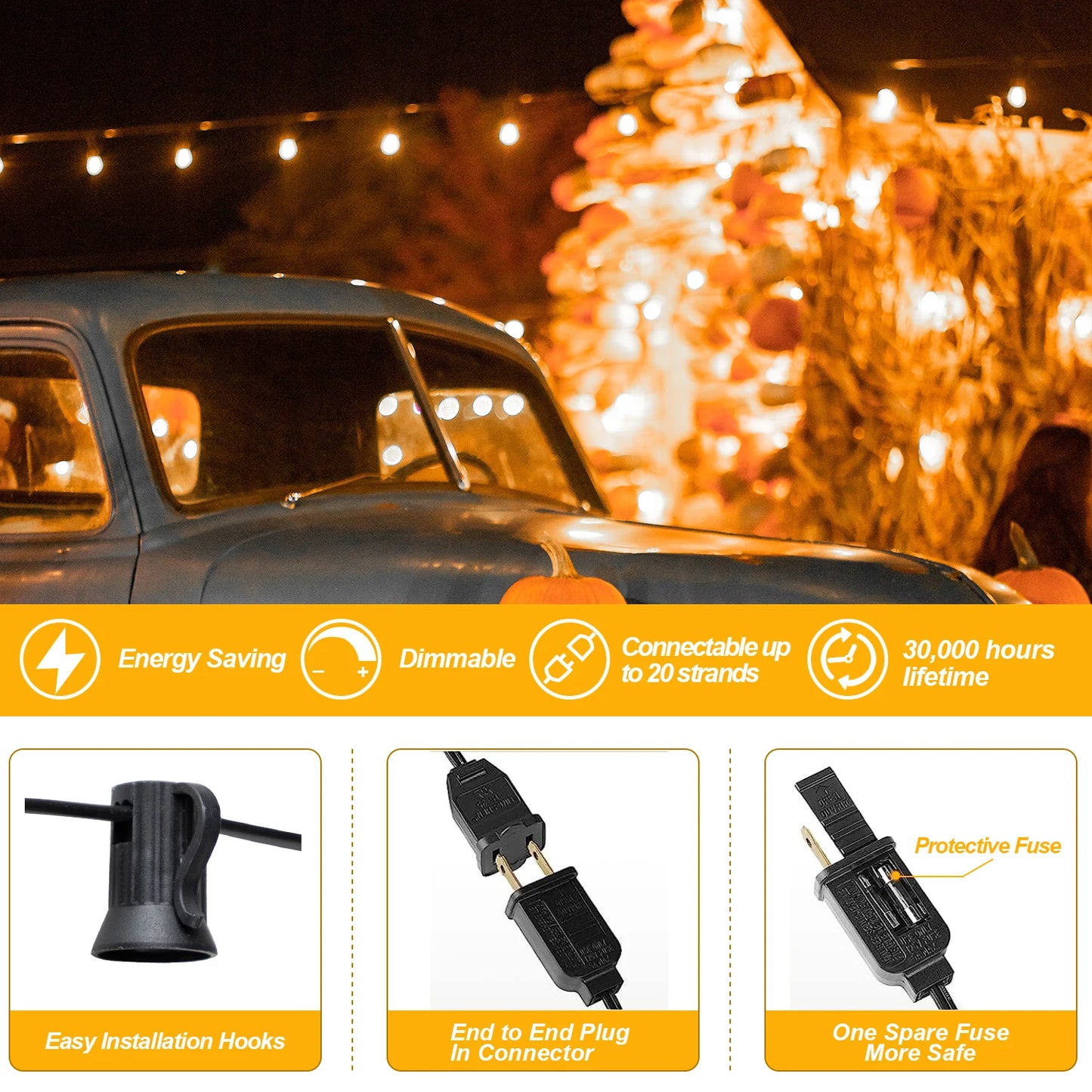 Outdoor Waterproof G40 String Lights 1W Ice Diamond