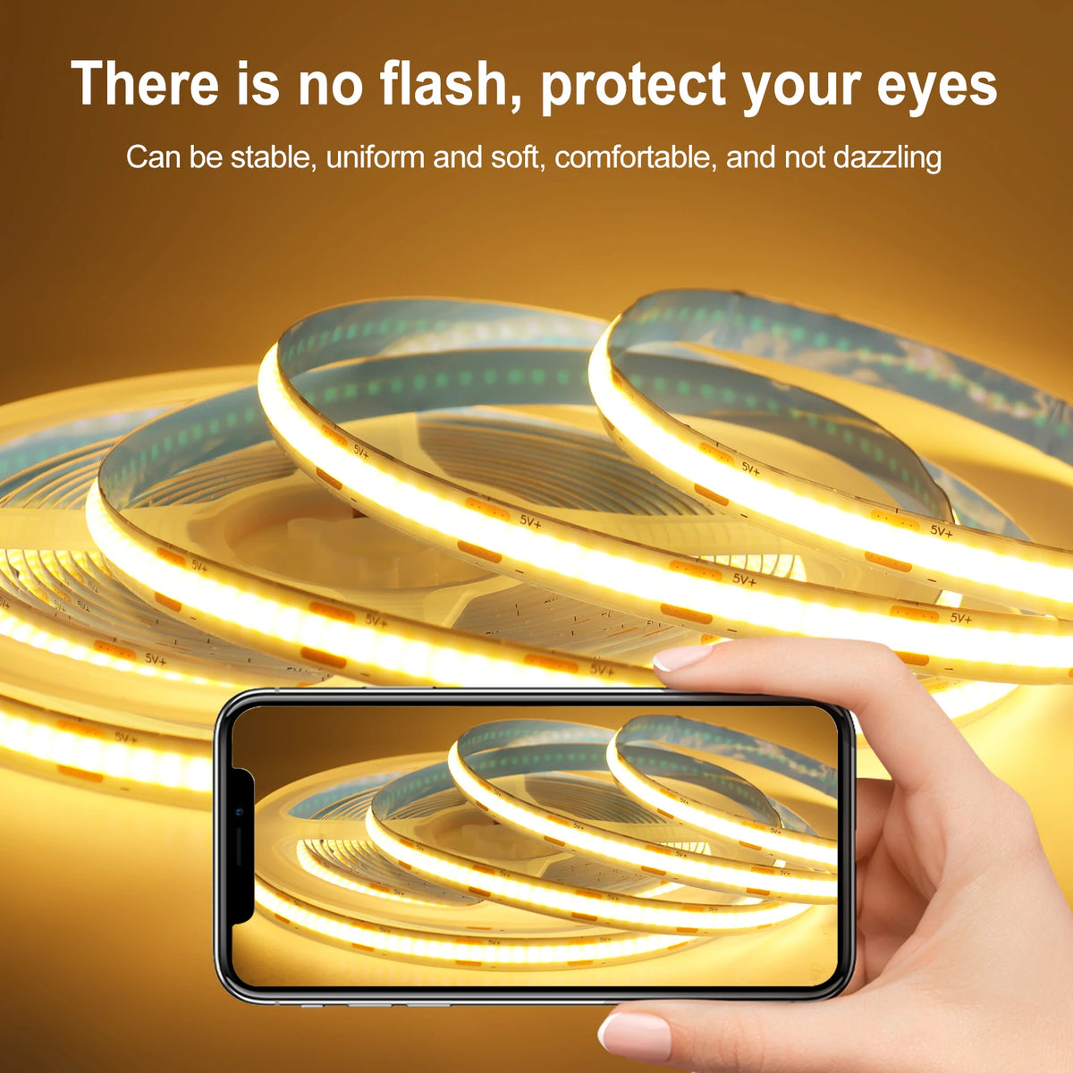 COB LED Strip with Touch Switch 5V USB Flexible Tape
