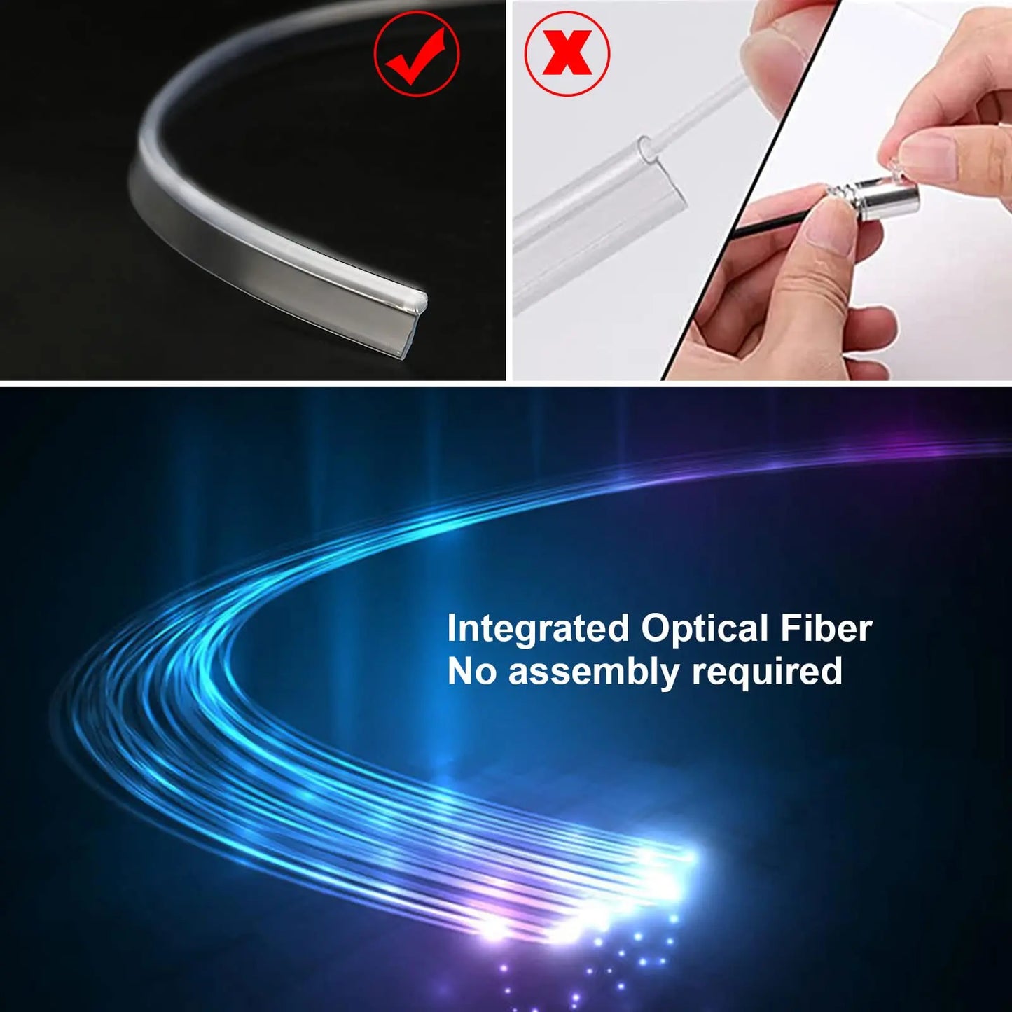 LED Car Interior Ambient Strip Lights RGB Fiber Optic Atmosphere