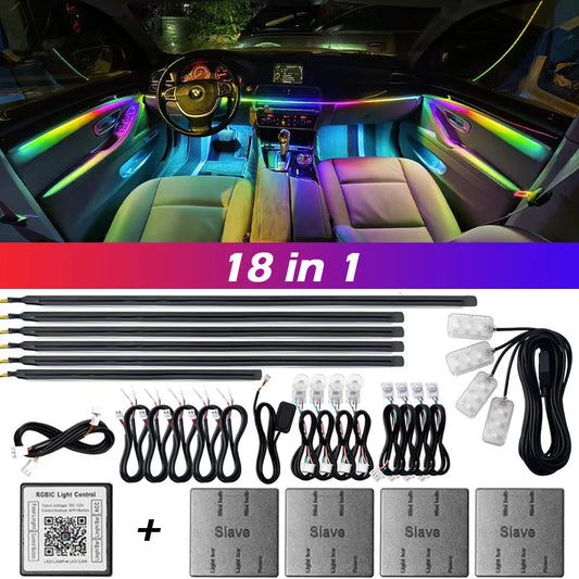 18 in 1 Dual Zone Symphony Streamer Car Ambient Light Interior
